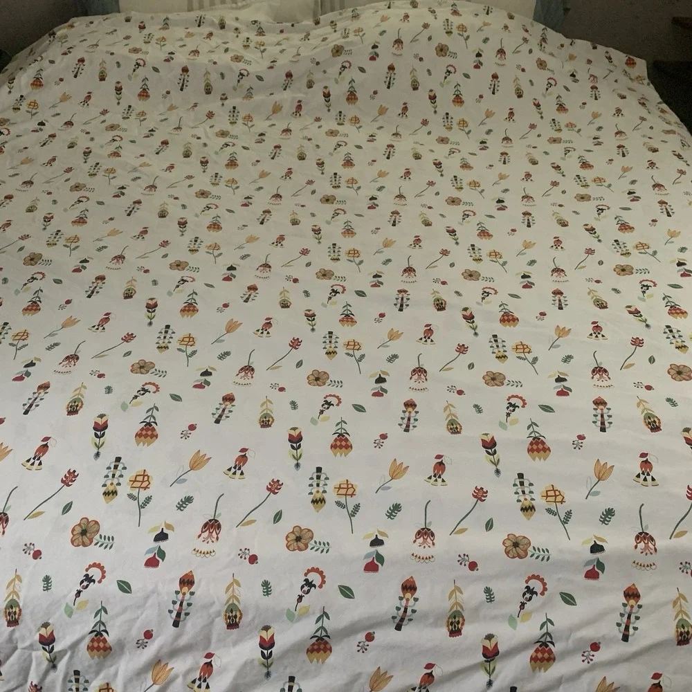Ikea Rosenfibbla Duvet Cover + Pillowcase‎ Scandinavian Nordic Folk Art Flowers